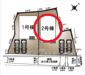 岡崎市鴨田町第9　新築分譲住宅　全2棟　2号棟の区画図