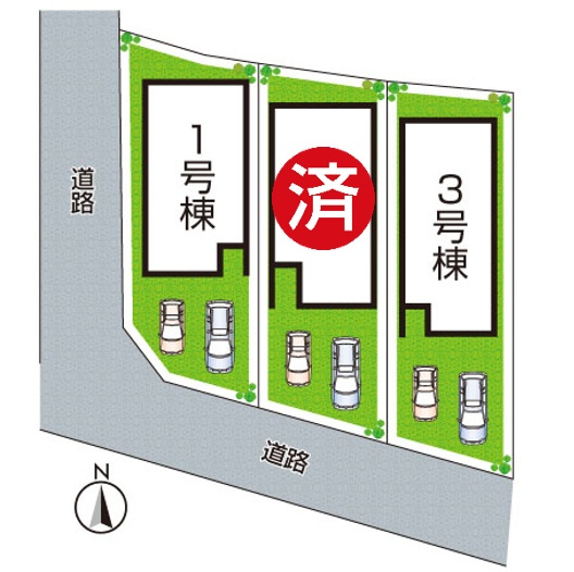 豊中市清風荘　第1期　新築一戸建ての区画図|全３区画