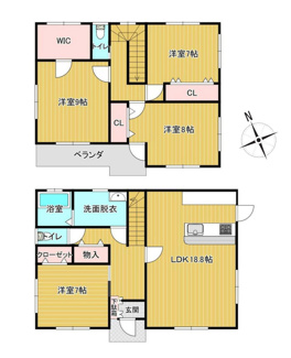 【間取り】 | 南アルプス市鏡中條　平成15年築中古戸建　内装一新 車3台 | 平成15年築　内装リフォームですっきり新生活をスタート可能です。