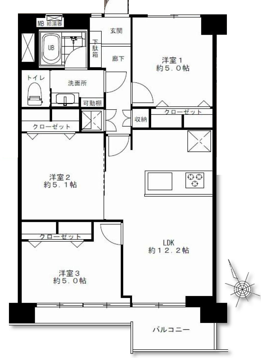 府中市住吉町２丁目の中古マンションの間取り