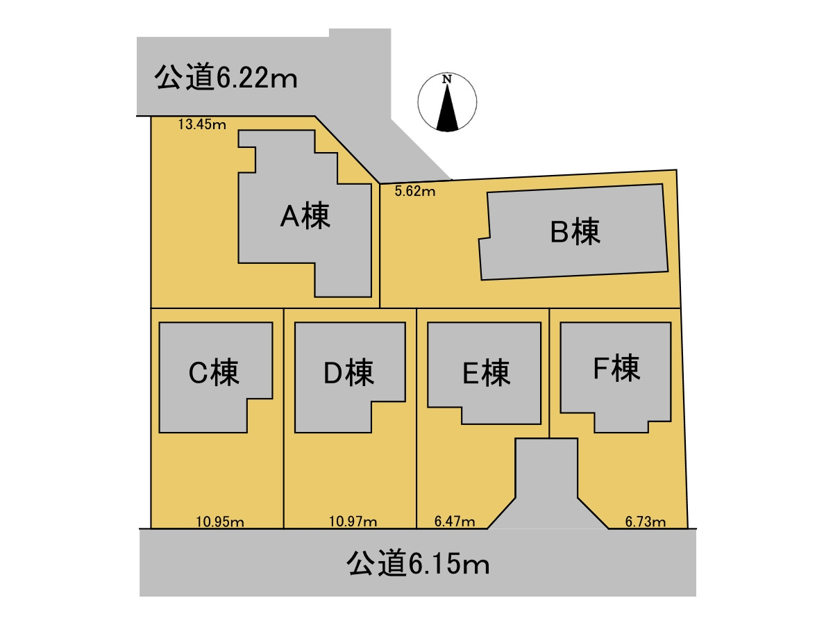 新築戸建　大垣市東町2丁目　全6区画分譲の区画図|■区画図
■YAMADA電機の　ヤマダ不動産　株式会社リライフ　
いつでもお問合わせ下さい。