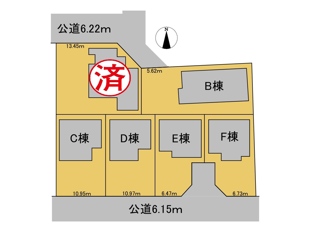 新築戸建　大垣市東町　全6区画分譲の区画図|■区画図
■YAMADA電機の　ヤマダ不動産　株式会社リライフ　
いつでもお問合わせ下さい。