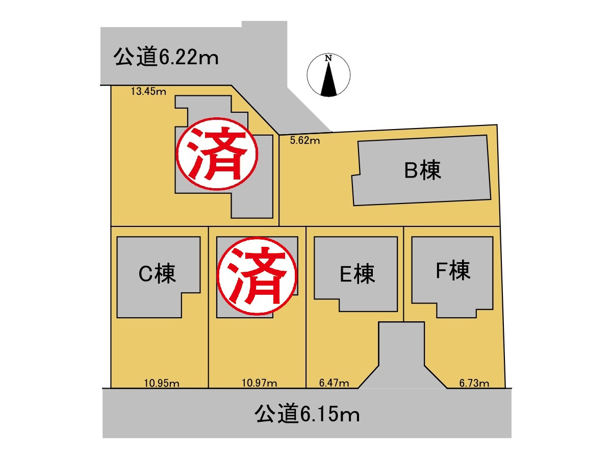新築戸建　大垣市東町　全6区画分譲の区画図|■区画図
■YAMADA電機の　ヤマダ不動産　株式会社リライフ　
いつでもお問合わせ下さい。