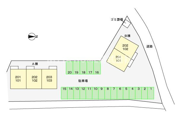 ラフィネ・ロジュマンBの区画図