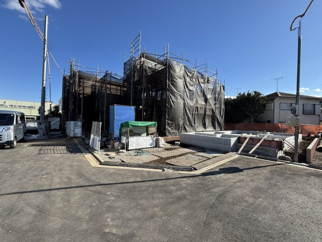 八王子市石川町16区画新築分譲住宅の外観|10号棟建築中の様子です。