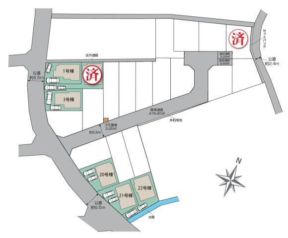 大規模分譲＜全22区画＞長期優良住宅／横浜市瀬谷区北新の区画図