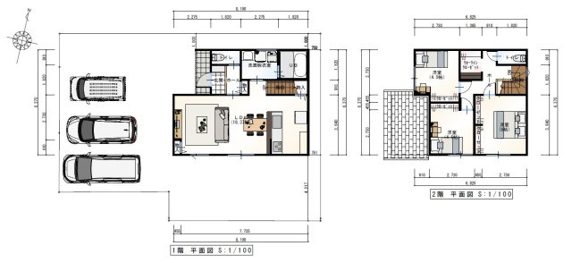 南万々　建築条件付き　売土地　D号地（全4区画）の区画図|Ｄ号地　プラン例　建物価格　2,137.854万円　建物面積　86.11㎡　（約26.03坪）