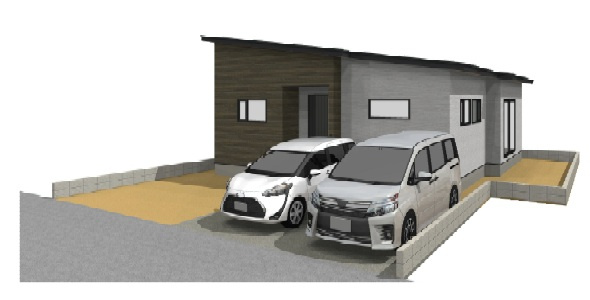 南万々　新築戸建　平屋建て　D号地（全4区画）の外観|Ｄ号地　土地面積　168.96㎡（約51.11坪）建物面積　76.59㎡　（約23.16坪）