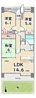 【間取り】 | ファミールガーデン二条駅前　南棟