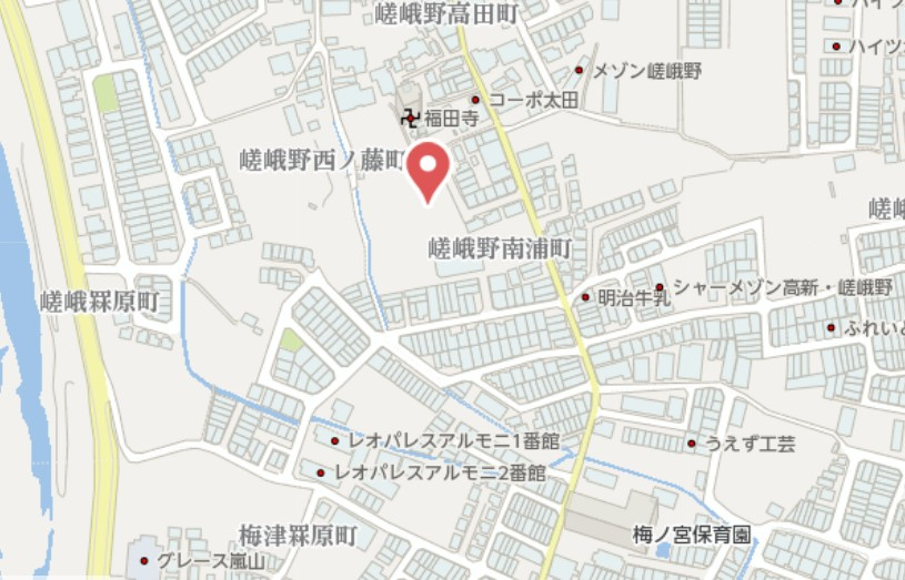 京都市右京区嵯峨野南浦町　新築戸建の地図