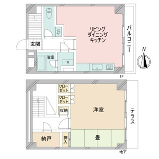 【間取り】 | 早稲田ヒルサイドハイツ | 71平米超１SLDKメゾネットタイプ
