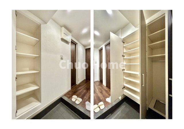 パレステージ上野の玄関|【玄関】玄関には大型のシューズクローゼットを設置しておりますのでいつでもスッキリりとした空間を保てます。玄関周りを清潔に使うのはとても大事なことですよね。