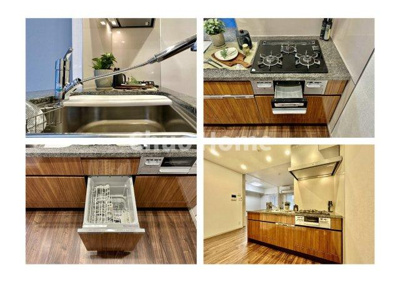 【キッチン】 | パレステージ上野 | 【システムキッチン】ワイドで収納豊富な使い勝手の良いカウンターキッチンには、食洗器や伸縮タイプのキッチン水栓、三ツ口コンロ・魚焼きグリルなどの便利な設備が標準完備されています。