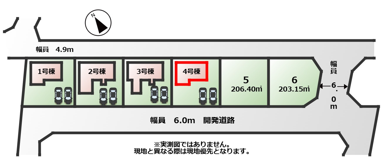ワイウッドコート小山市中久喜第1期の区画図|【全6棟】各号棟の詳細については、お気軽にお問い合わせください♪