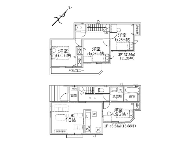 【間取り】 | 新座市大和田5丁目　新築一戸建住宅　全3棟　(志木本店) | 一階リビングの4LDKプラン。全居室に収納があり、衣類や季節物などの荷物も安心して収納できます。
