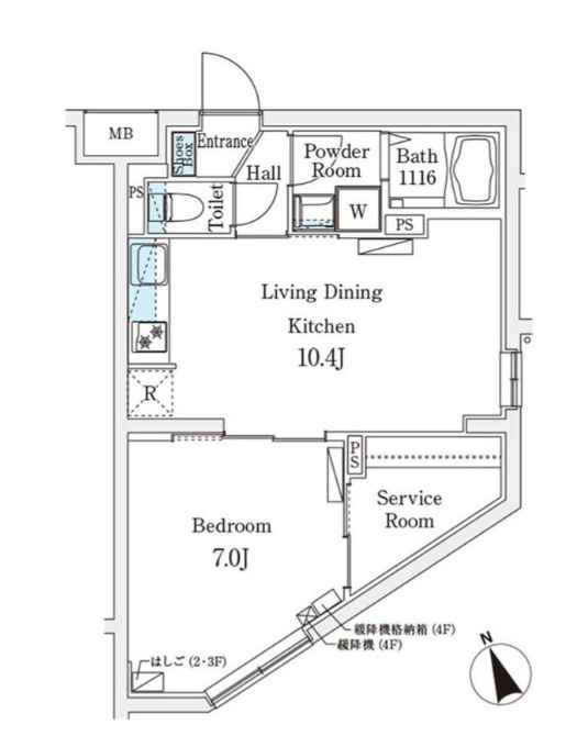 CREATIF駒澤大学前　角部屋　敷金礼金0　フリーレント3ヵ月の間取り