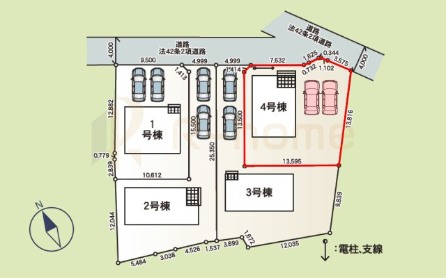 土浦市神立町第8　新築戸建て　4号棟の区画図|大きなお買い物だからこそ、メリット・デメリットを伝えさせて頂きます。
R-homeにお任せください♪