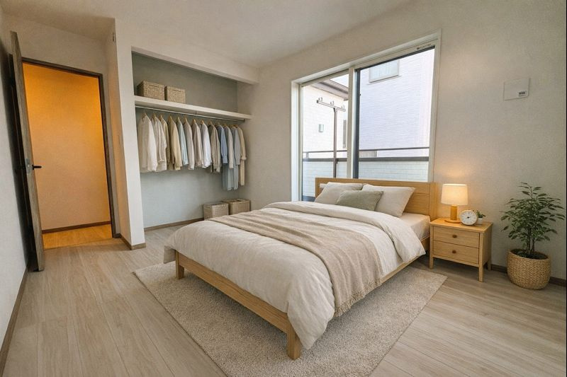 三郷市　高州1丁目　新築戸建　全1棟の洋室|落ち着いた色合いのフローリングです　※家具をCGで加工しており、家具付き販売ではございません。