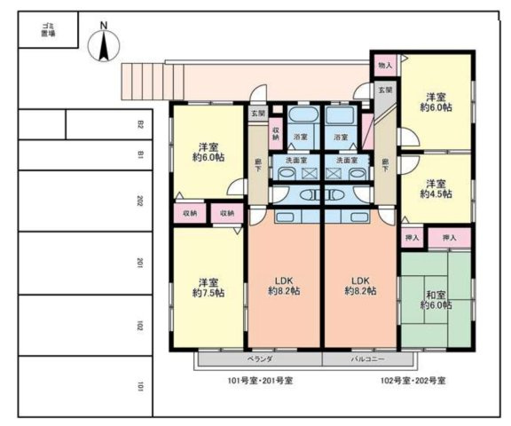 【セナリオコート蘇我】千葉市中央区1棟投資アパート「外壁塗装・屋根カバー施工済」「満室稼働中！」の間取り