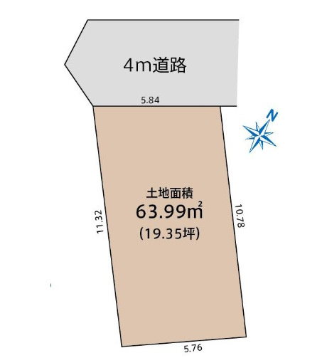 敷地面積19.35坪　建築条件付き売地　ふじみ野市北野2丁目
