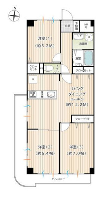  | ＬＤＫ（約１２．２帖）・洋室… 