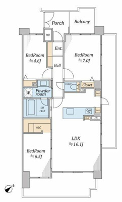 | 8階建て7階部分3方角部屋につ… 
