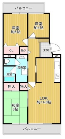 【間取り】 | グリーンヒル新多聞第307号棟