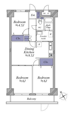 【間取り】 | 朝日プラザ横浜神之木公園 | 58.8㎡の3DK。