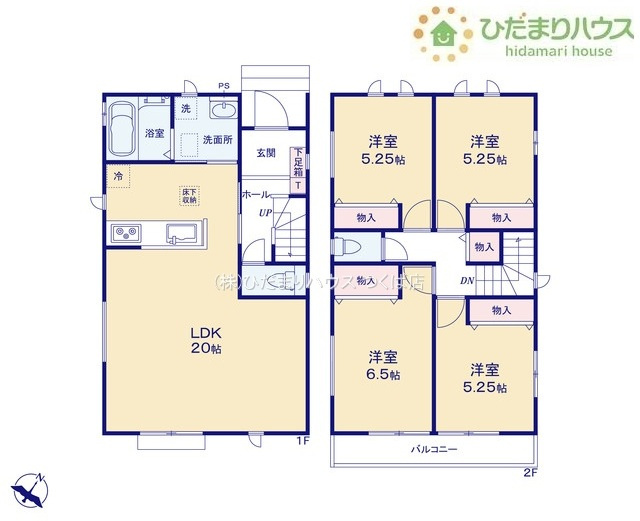 【間取り】 | 守谷市薬師台7丁目16番　新築戸建　A号棟 | ２階に4部屋あるので、パパの書斎やママの趣味の部屋も実現可能です(^O^)