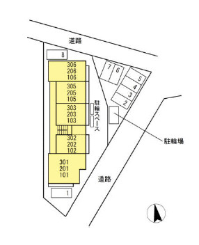 川崎市多摩区宿河原６丁目のアパートの区画図