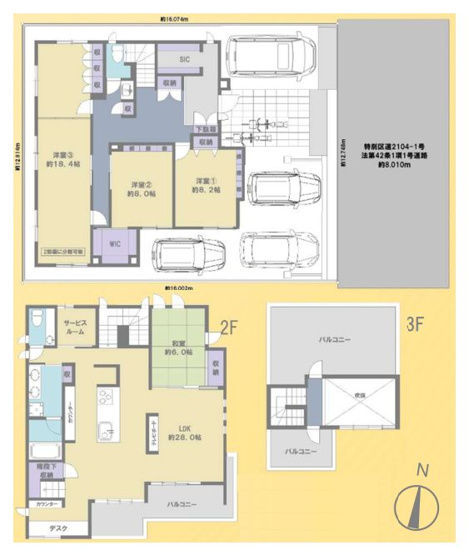 【間取り】 | 杉並区今川４丁目　中古戸建て | 駐車スペース4台分確保、車の多いご家庭も安心です！