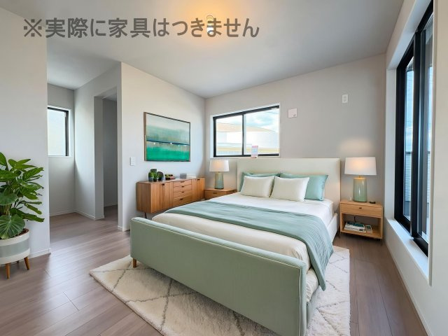 新築戸建・新築建売　郡山市富久山町9期　明健小・明健中の洋室|画像はバーチャルホームステージングの加工による演出で、実際の家具は付きません。