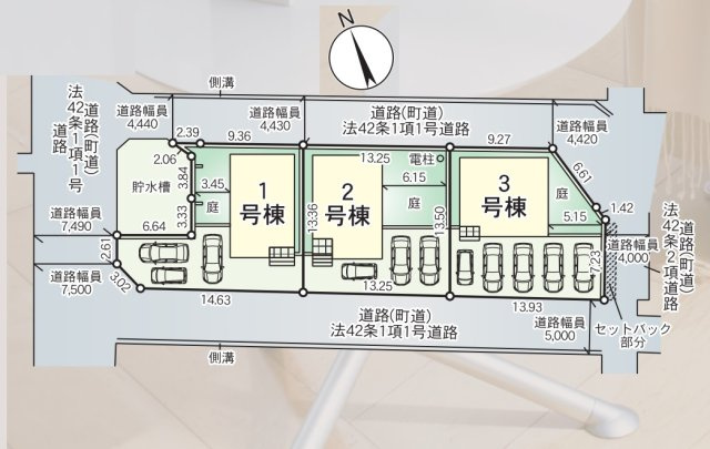 【区画図】 | 糟屋郡志免町東公園台1丁目第1　1号棟（全3棟）【仲介手数料無料・0円】 | 区画図です。1号棟