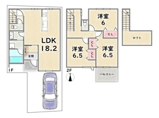 【参考プラン】 | 中京区壬生上大竹町　建築条件付 | 《2号地参考プラン》建物価格：2029万円　延床面積：88.30平米（1F:44.15平米　2F:44.15平米）