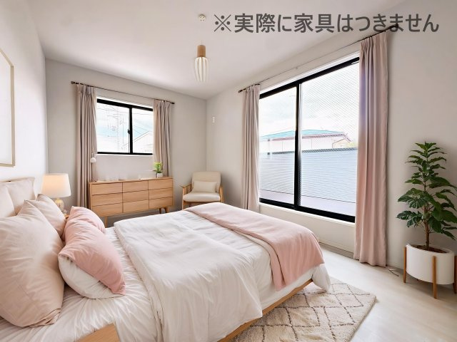 新築戸建・新築建売　郡山市富久山町9期　明健小・明健中の洋室|画像はバーチャルホームステージングの加工による演出で、実際の家具は付きません。
