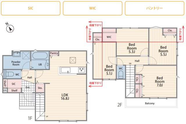 横浜市保土ケ谷区川島町 新築戸建て【仲介手数料無料】カースペース2台の間取り