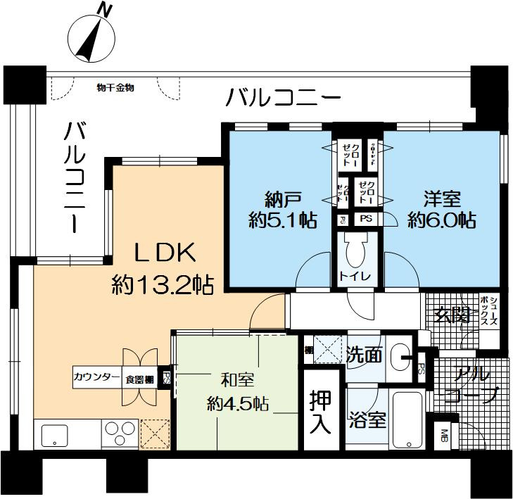 プレステージ新神戸サザンプレイスの間取り