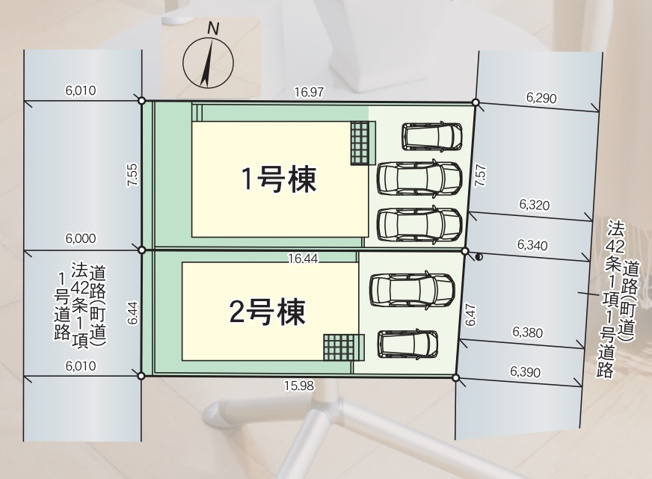【区画図】 | 糟屋郡須恵町植木第8　1号棟（全2棟）【仲介手数料無料・0円】 | 区画図です。1号棟
