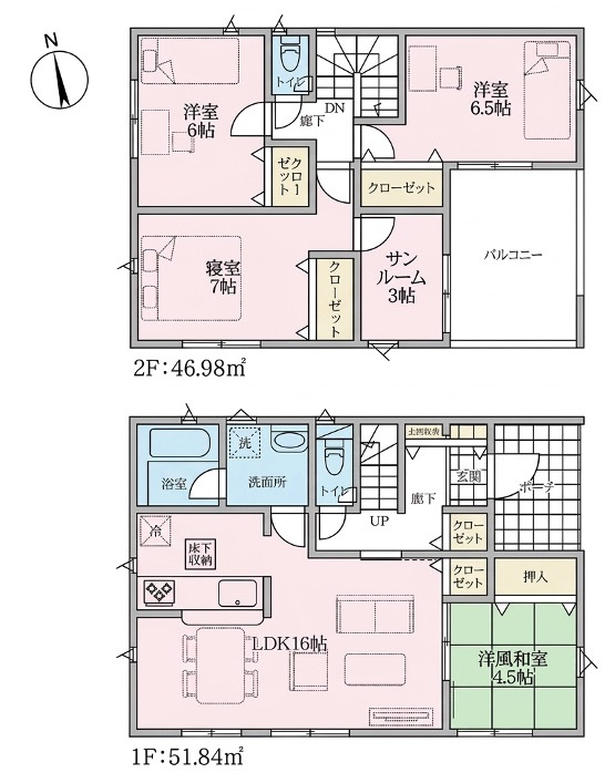 【新築住宅】熊谷市久保島 第3 全2棟の間取り