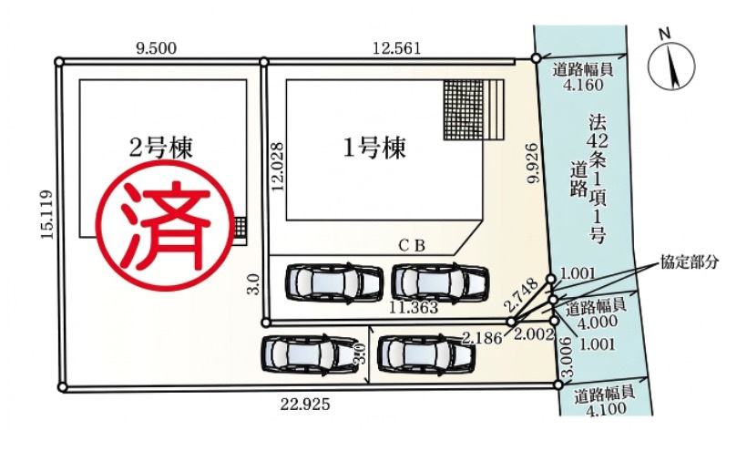 【新築住宅】熊谷市久保島 第3 全2棟の区画図