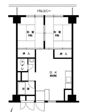 【間取り】 | トピレック博多 | スッキリとした間取りの2LDKです。現状でのお渡しなので壁紙やレイアウトをご自分好みに調整できます
