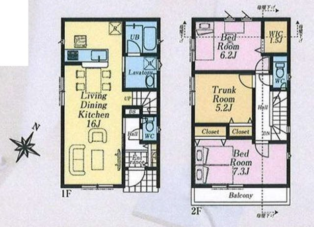 福生市加美平1丁目全３棟　新築分譲の間取り