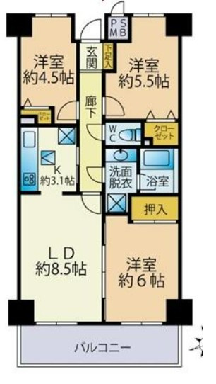 【中古マンション】ファミール川越の間取り