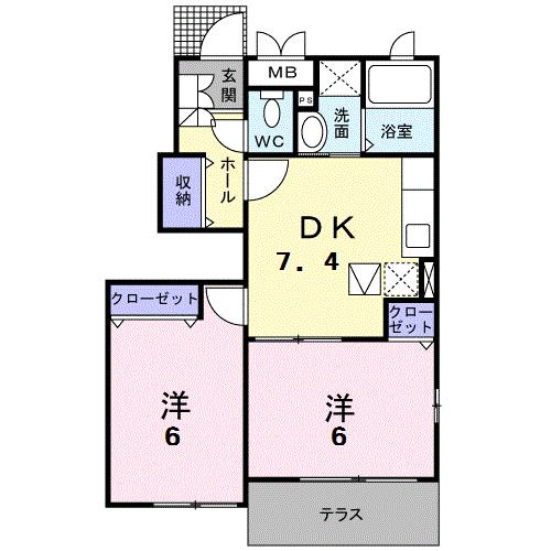 シェソワ　Ａの間取り