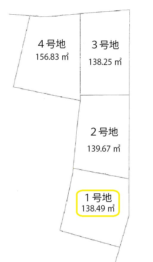 鴨部　建築条件なし　売土地　1号地（全4区画）
