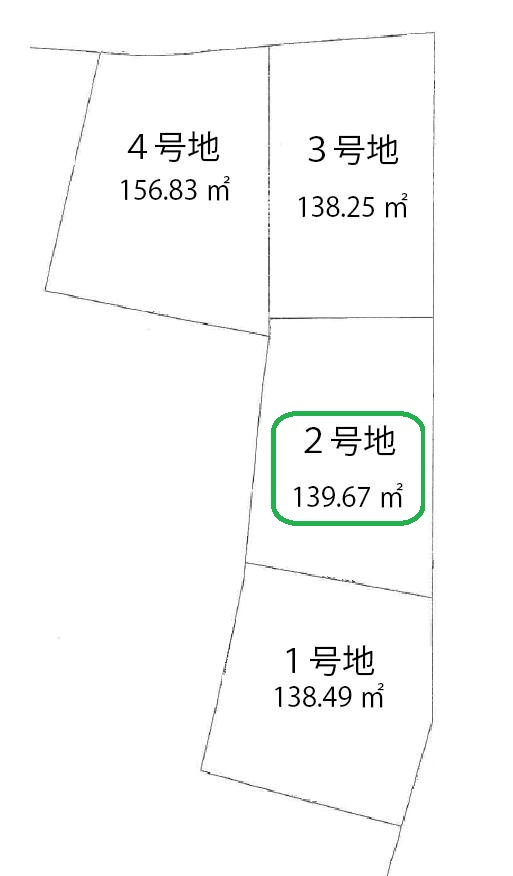 鴨部　建築条件なし　売土地　2号地（全4区画）