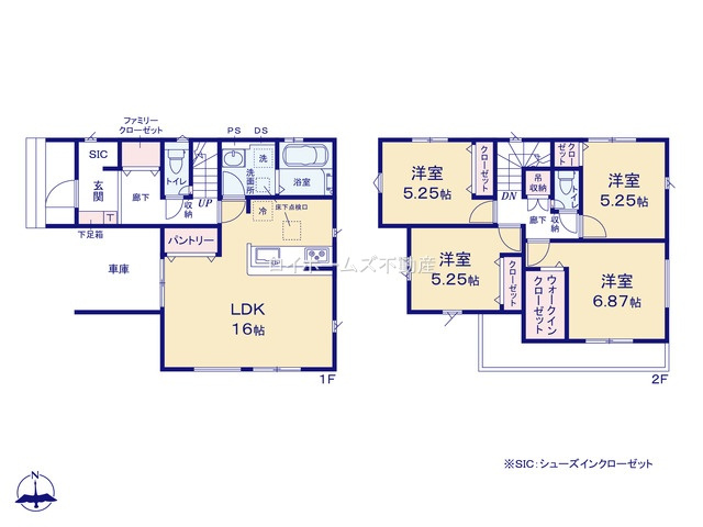 【間取り】 | 名古屋市港区小碓２丁目31『仲介料無料』新築戸建て | 1号棟