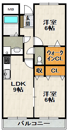 リブェール宝塚Ⅱの間取り