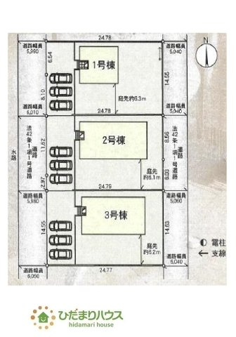 【区画図】 | 鹿嶋市粟生第1　新築戸建　3号棟 | 駐車スペース3台分ございます。