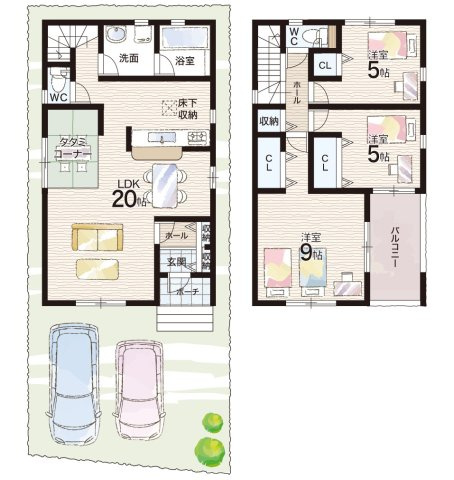 枚方市渚本町　第1期　新築一戸建ての間取り|1号地